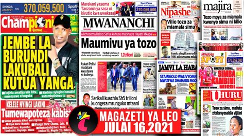 Magazeti Ya Leo Vilio Tozo Miamala Simu Rais Samia Ziarani