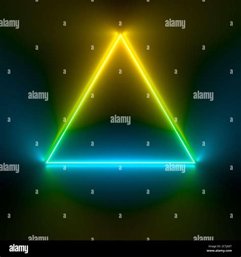 Multi Colored Neon Lamp On A Black Background Halogen Light Simple Figure Blurred Reflection