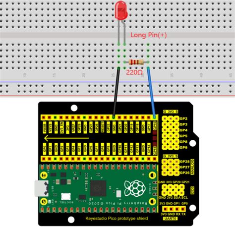 Project External Led Flashing Ks Keyestudio Raspberry Pi Pico