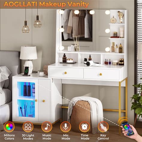 Aogllati Makeup Vanity With Lights Side Drawer And Led Lights Vanity