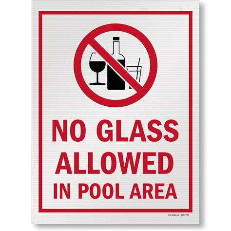 Smartsign 24 X 18 Inch No Glass Allowed In Pool Area Sign