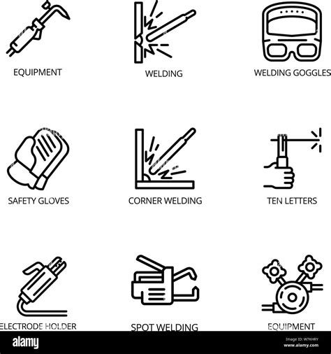 Welding Tools Icon Set Outline Set Of 9 Welding Tools Vector Icons For