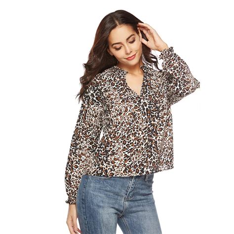 Aliexpress Buy Sexy V Neck Chiffon Shirt Women Casual Leopard