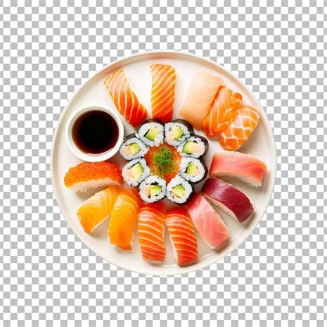 Sushi Y Rollos Japoneses Hechos Con Pescado Fresco Y Arroz Sobre Un