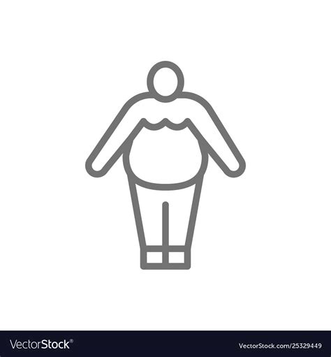 Obesity Fat Man Chubby Line Icon Royalty Free Vector Image