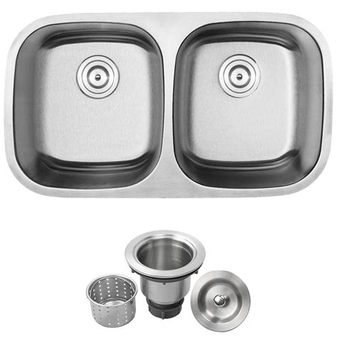 Ticor Haven Undermount 16 Gauge Stainless Steel 32 5 In Double Basin