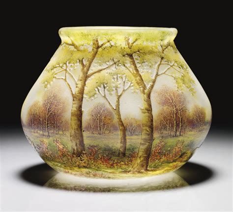 Daum An Enamelled Summer Landscape Glass Vase Circa 1910 Christies