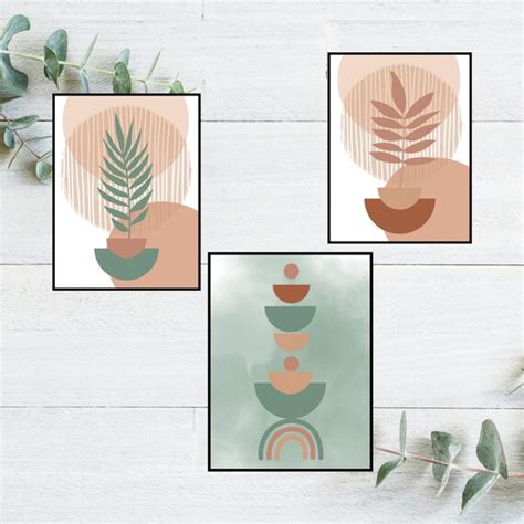 Printable Boho Gallery Wall Art Set Bohemian Neutral Etsy