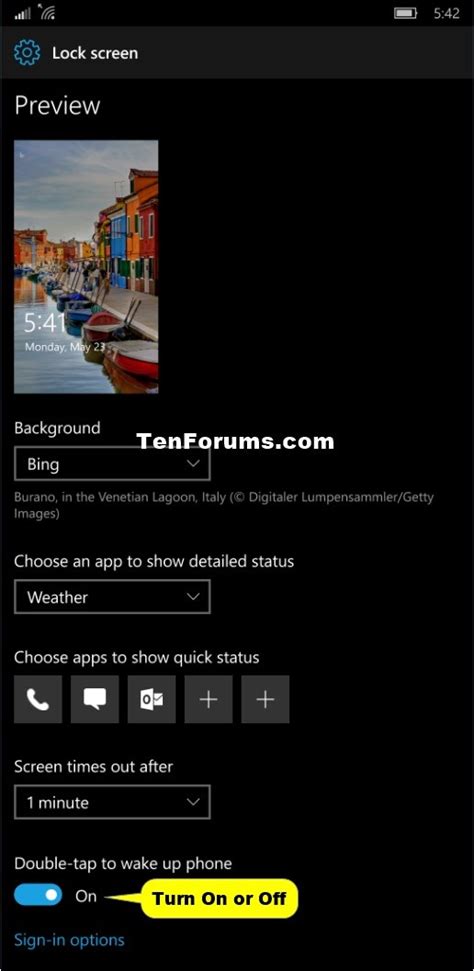 Double Tap To Wake Up Windows 10 Mobile Phone Turn On Or Off Tutorials