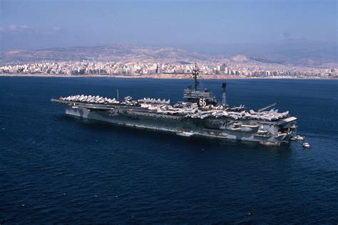 An Aerial Port Quarter View Of The Aircraft Carrier USS AMERICA CV 66