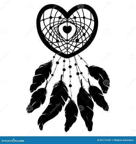 Hand Drawn Heart Shaped Dream Catcher Stock Vector Illustration Of