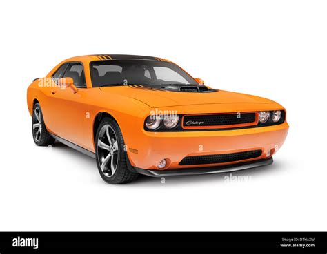 Orange 2014 Dodge Challenger Muscle Car Isolated On White Background