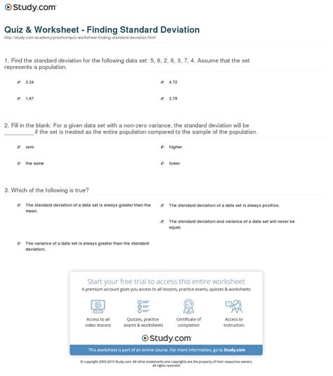 Standard Deviation Worksheet Answers — Db