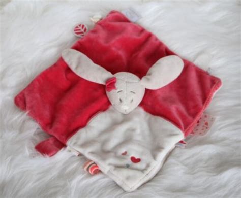 Doudou Noukies Anna Pili Lapin Rose Beige Carr Plat Coeur Ebay