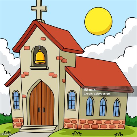 Ilustrasi Kartun Berwarna Gereja Kristen Ilustrasi Stok Unduh Gambar