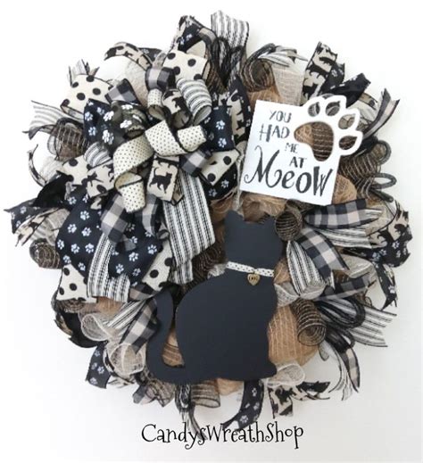 Cat Welcome Weath Cat Lover Wreath Cat Owner Wreath Paw Print Wreath