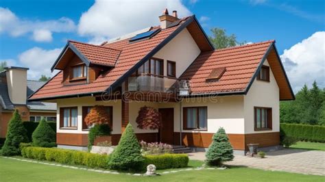 Beautiful New Home Exterior With Two Car Garage And Covered Porch On