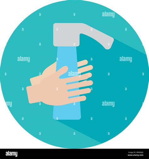 Handwashing Concept Water Faucet And Hands Icon Over White Background