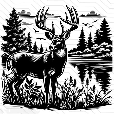 Deer Lake Svg Whitetail Deer Svg Big Buck Svg American Hunting Svg Deer Hunting Svg Deer Shirt