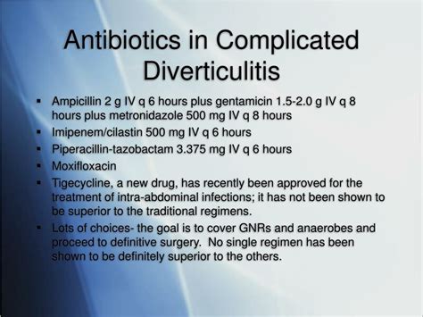 Ppt Choice Of Antibiotics In Diverticulitis Powerpoint Presentation