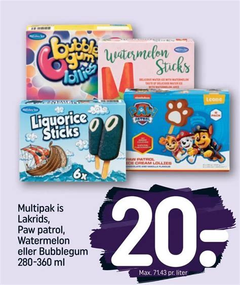 Multipak Is Lakrids Paw Patrol Watermelon Eller Bubblegum Tilbud Hos