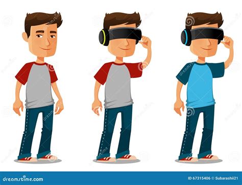 Cartoon Guy Using Virtual Reality Glasses Stock Vector Illustration Of Dude People 67315406