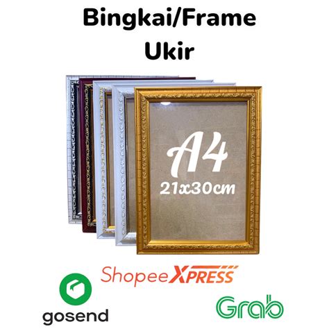 Jual FRAME A4 21x30CM UKIR WARNA BINGKAI FOTO A4 SERTIFIKAT PIAGAM