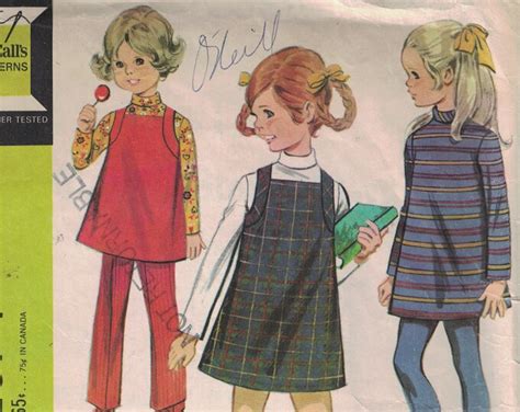 1960s Vintage Girls Sewing Pattern Mccalls 2074 Girls A Line Etsy