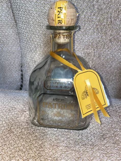 Patron Anejo Tequila Gold Empty Blue Bottle 750 Ml Mint Condition With