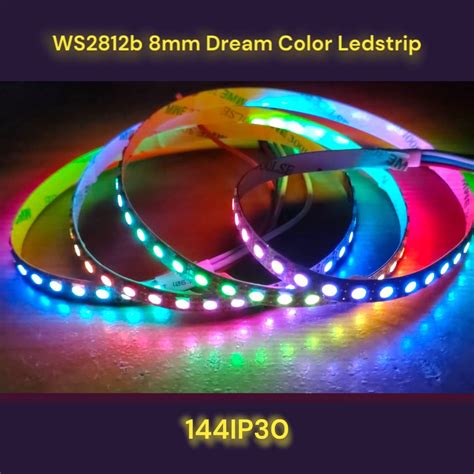 Jual RGB Smart LED Strip 8mm Pcb WS2812b 144 Mata Permeter 1meter