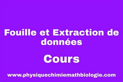 Cours de Fouille et Extraction de Données PDF