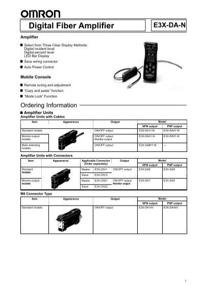 Digital Fiber Amplifier E3X DA N OMRON Russia