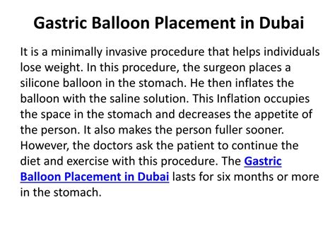 Ppt Gastric Balloon Placement In Dubai Powerpoint Presentation Free