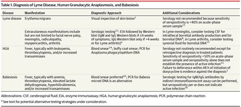 Diagnosis Treatment And Prevention Of Lyme Disease Human Granulocytic Anaplasmosis And