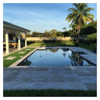 X Walnut Tumbled Travertine Pavers Transitional Swimming Pool