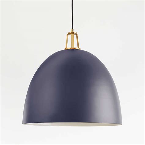 Maddox Navy Dome Large Pendant Light With Brass Socket Reviews Crate And Barrel