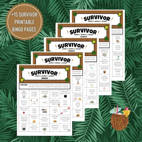 Survivor Printable Bingo Game Survivor Download Viewing Etsy