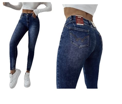 Granatowe jeansy spodnie damskie a la levis push up M Sara modelujące