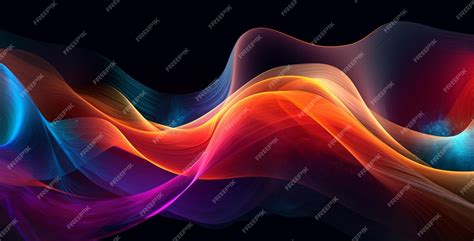 Premium Ai Image Abstract Colorful Waves On A Black Background