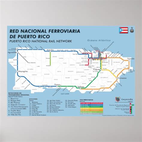 Puerto Rico Tren Nacional Map National Rail Map Poster