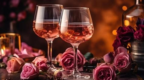 Premium Ai Image Glasses Of Rose Wine Illustration Ai Generativexa