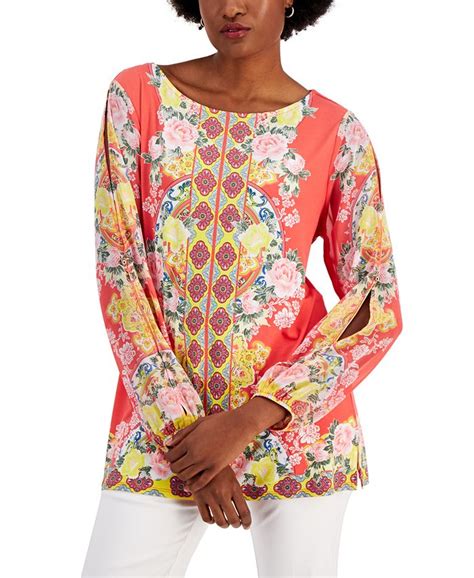 Jm Collection Womens Printed Top Created For Macys Macys