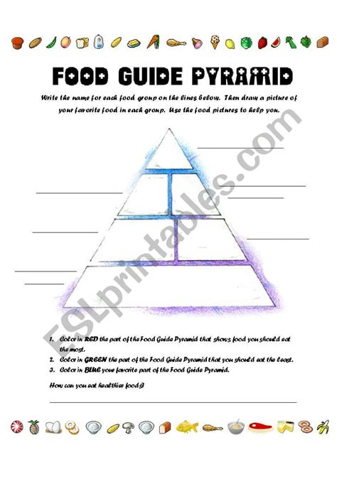 Fun With The Food Guide Pyramid ESL Worksheet By Steveo7502