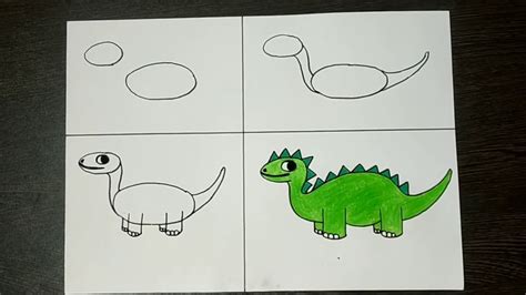 Step By Step Easy Cute Dinosaur Drawing