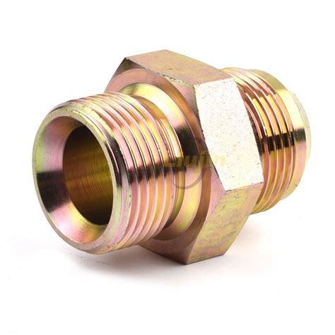 74 Degree Jic Male Cone Npt Gold Nipple Adapter Hydraulic Air Hose