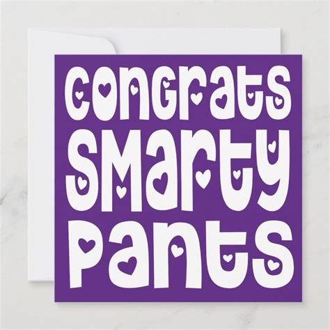 Congrats Smarty Pants Text Hearts Exam Purple Zazzle