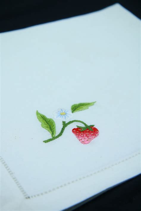 Strawberry Hand Embroidered Napkins