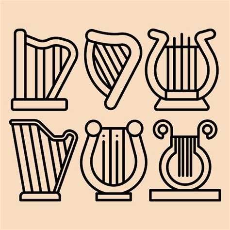 Premium Vector Set Of Classical Harp Icons In Line Style Vector