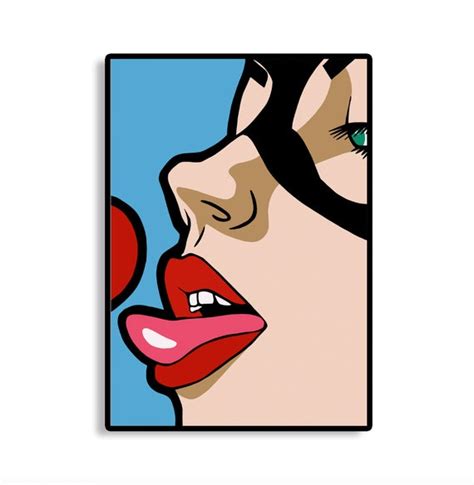 Pop Art Girl Mask Candy Suck Latex Sex Bright Posters Etsy Uk