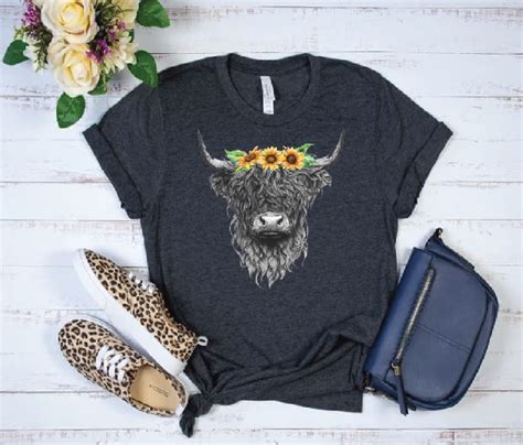 1255 Highland Cow With Sunflowers Dtfsublimation Transfer Burning